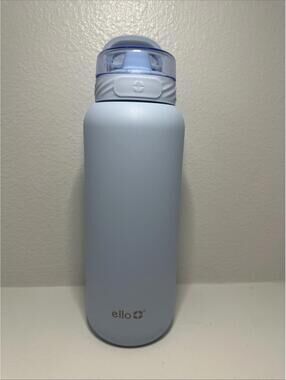 Ello 32oz Stainless Steel Water Bottle – Powder Blue – Locking Lid & Straw